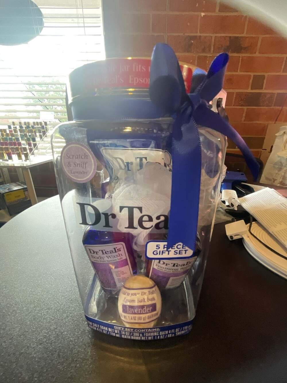 Dr. Teal's Soothe & Sleep Lavender 5-Piece Bath Gift Set with Reusable Jar